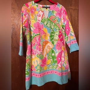 Barbara Erickson, size M, medium, dress, bright floral Midi.